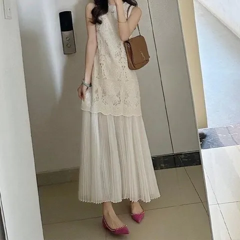 [핑크엘리제]레이스 샤랄라 쉬폰 레비엔탈투피스