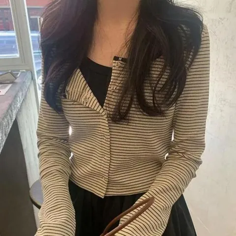 슬림 스트라이프 가디건