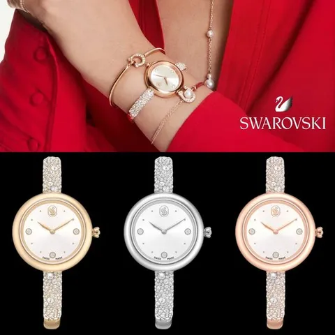 스와로브스키 SWAROVSKI Sublima bangle 크리스탈 장식 여자 메탈 쿼츠 손목시계