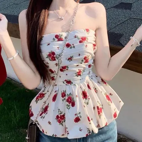 스모크블라우스 플레어 블라우스 숄더 스모크 주름
