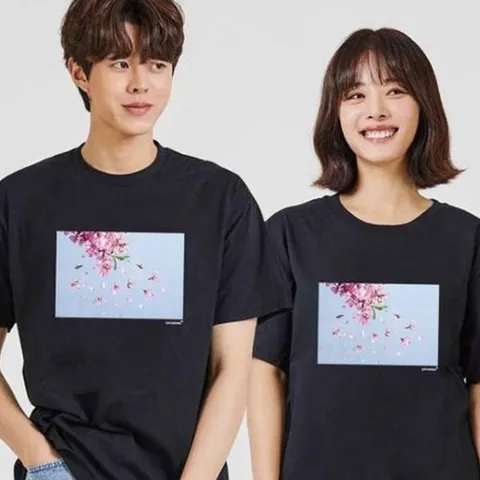 디지털프린팅 인쇄 오버핏반팔티 반팔티 오버핏 여름반팔티 흩날리는꽃
