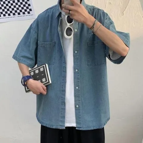 청남방셔츠 데님셔츠 데일리 기본남방 데님 반팔셔츠