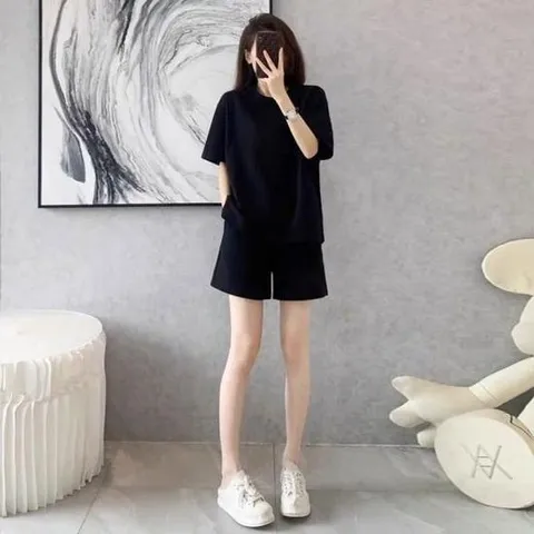 트레이닝상의 무지 반팔 투피스