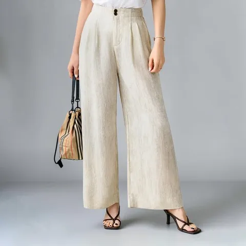 U1056 Premium Linen 썸머 핀턱 투버튼 뒷밴딩 와이드 팬츠