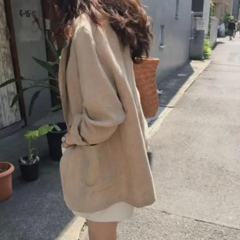 마자켓 캐주얼 여자 린넨자켓 여름아우터 롤업자켓 자켓