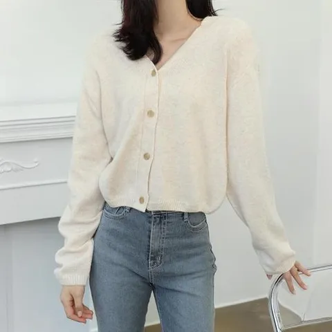 [크로스컴퍼니]캐시미어 크롭기장 루나 니트 가디건 (7924706A)