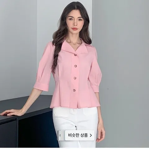 [미센스]플레어 오픈카라 블라우스_JJ