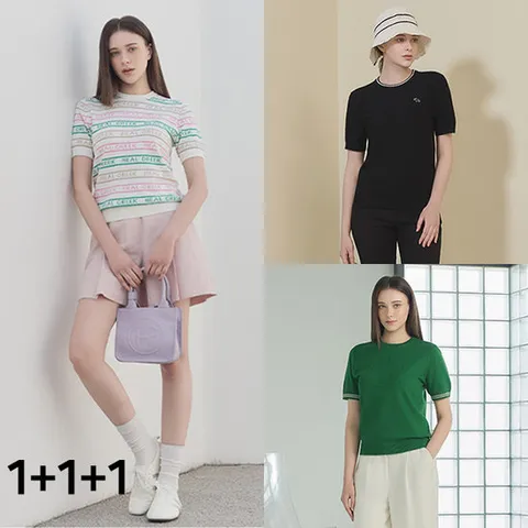 힐크릭골프반팔티 KQF 1HCHSXV701_3 힐크릭 26SS 여성 여름니트 3종세트(화이트+그린+블랙)