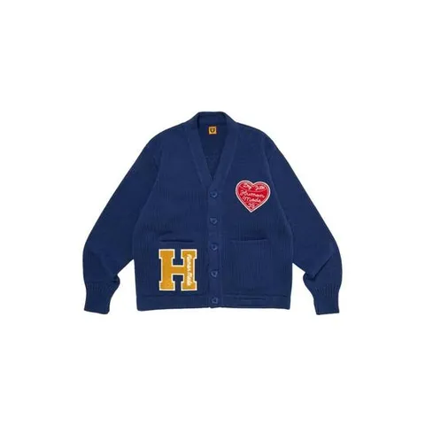 휴먼 메이드 로우 게이지 니트 가디건 블루 HM27CS036