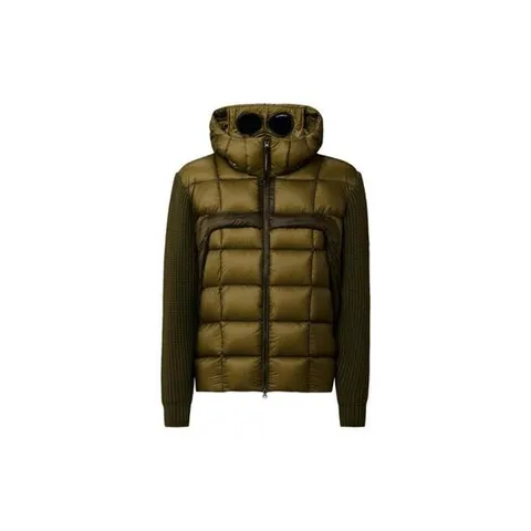 C P  컴퍼니 엑스트라파인 메리노 울 믹스드 풀 집 고글 스웨터 엘름우드 그린   25FW 19CMKN185A006390M652