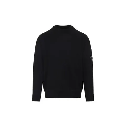 C P  컴퍼니 메리노 울 펠티드 크루넥 렌즈 스웨터 블랙   25FW 19CMKN198A110468A999