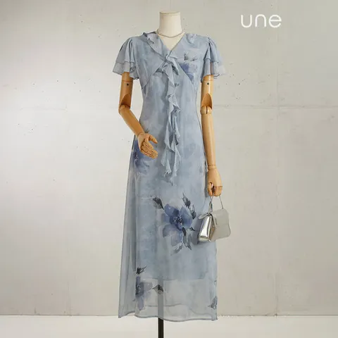 [une] 플로럴쉬폰 드레시원피스