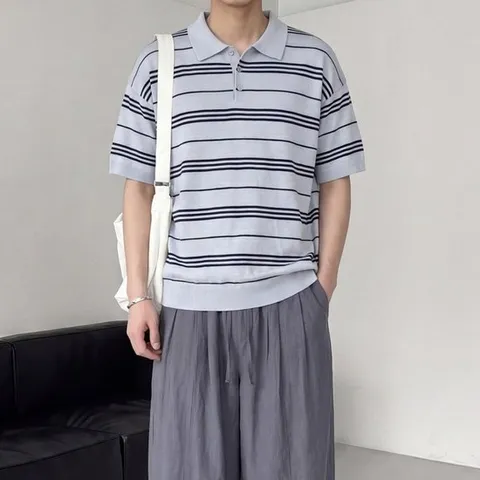 [노멀쉐이크]디오 카라 반팔 세미크롭 니트 5color