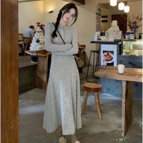 [의류] 골지 원피스 원피스 데일리룩 롱원피스