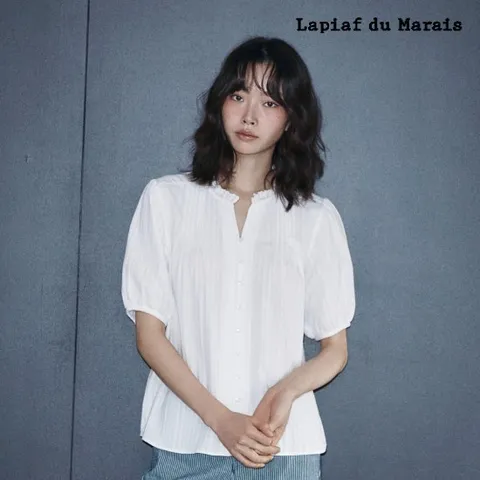 라삐아프 레이스 트리밍 라이트 썸머 블라우스 2종(썸머블랙+크림) [런칭 가격 79,900원]