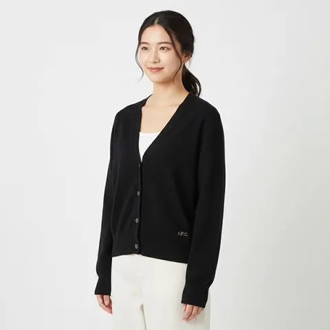 아페세 APC로고 V넥 여성 가디건 COEZJ F22330 LZZ