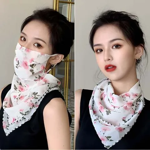 쉬폰 플라워 멀티스카프 얼굴 햇빛가리개 쿨마스크