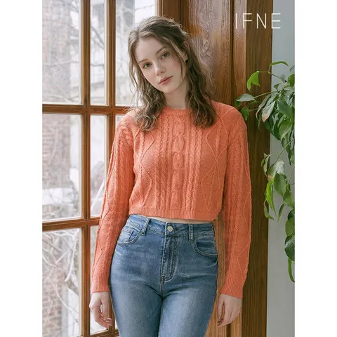 [이프네][이프네] 케이블 디테일 크롭 니트 (DN3WKT06)
