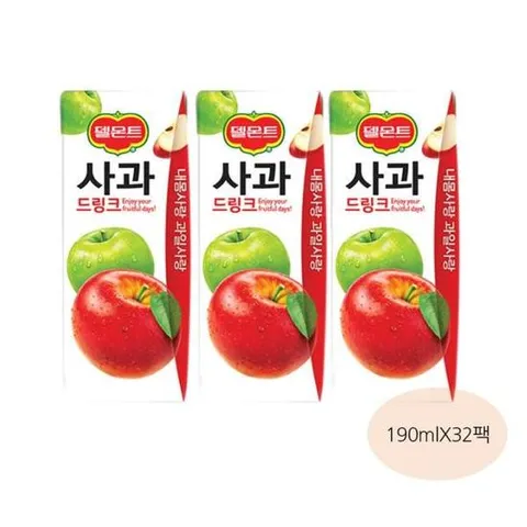 간식음료 델몬트 과즙주스 사과 190mlx32팩
