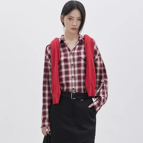 [ 롯데백화점 ][주크]볼륨 소매 체크셔츠 Z261MSC003