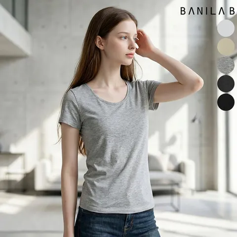 [바닐라비] 데일리 유넥 반팔 티셔츠