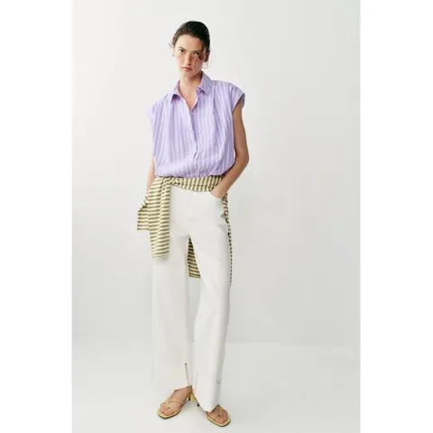 자라 재팬 숏 스트라이프 셔츠 6009 571 라일/화이트