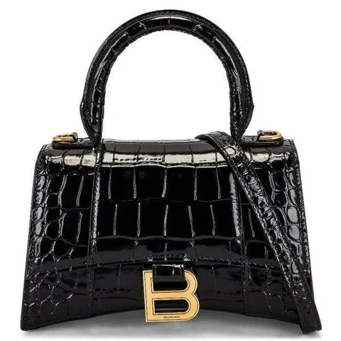 BALENCIAGA 발렌시아가 아워글래스 탑 핸들 백 XS (592833 1LRGM 1000)