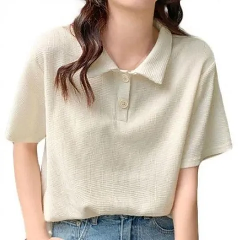 반팔 원픽 데일리 카라 반팔티 티셔츠 시원한 기본티 와플 여름 캐주얼 셀파 여성 와플