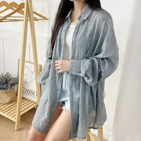 [캣츠원피스][캣츠원피스]커플 빅사이즈 거즈 린넨 무지 남방 셔
