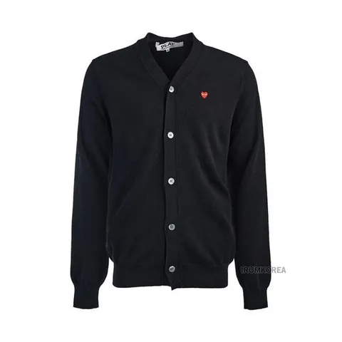 [꼼데가르송FW24 공용 하트 와펜 가디건 AX N080 051 1 BLACK