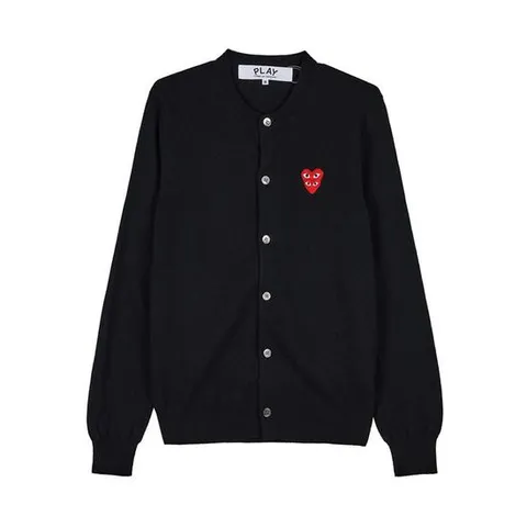 [꼼데가르송FW25 공용 스택드 하트 가디건 AX N075 051 BLACK