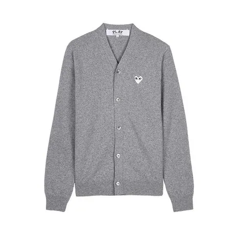 [꼼데가르송FW25 공용 화이트하트 와펜 가디건 AX N066 051 GREY