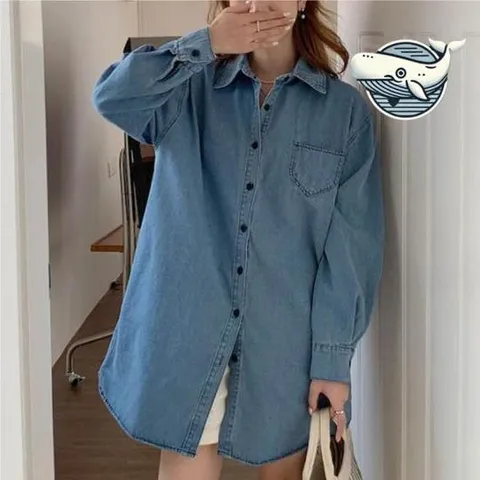 셔링원피스 체형커버 데님 포켓 원피스 여유핏 스타일리시한