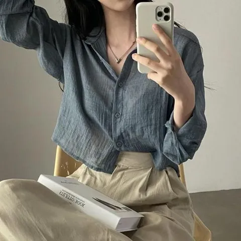 거즈남방 네추럴 거즈면 폴업 셔츠(3 Color) MFNC-030036