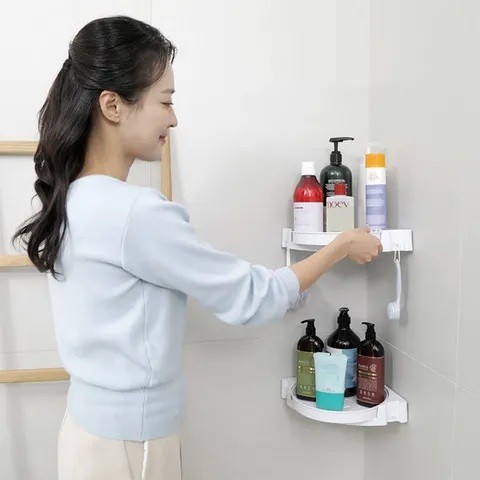바로착360 화장실 코너선반 회전형 흡착식 무타공선반 3개