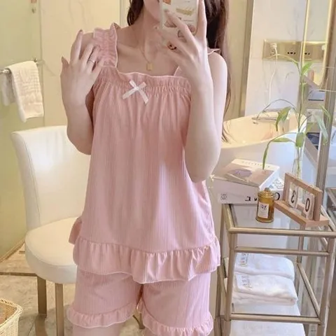 잠옷 파자마 홈웨어 프릴 나시 리본 DS5035