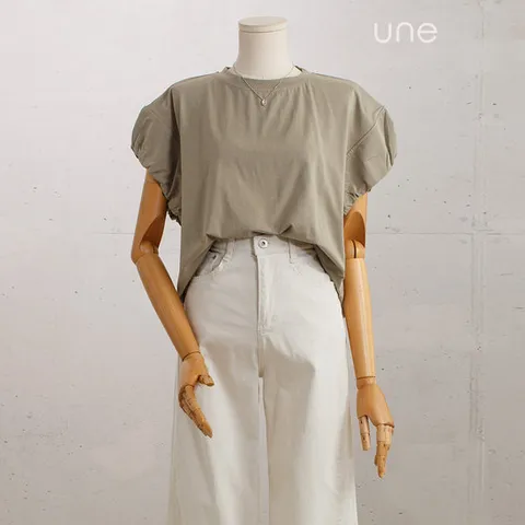 [une] 밴딩슬리브 코튼블렌드탑