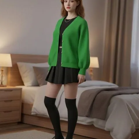 초록색 가디건 여성 가디건 라운드넥 브이넥 긴팔 간절기