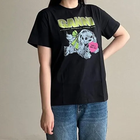 GANNI 가니 푸들 반팔티 블랙 T4333 252