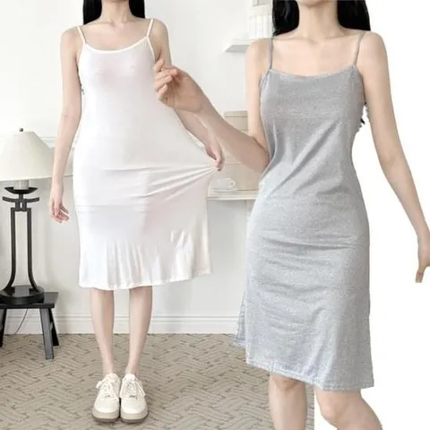 비치원피스 끈나시 원피스 여성 무지 롱 민소매 슬립 H라인 이너