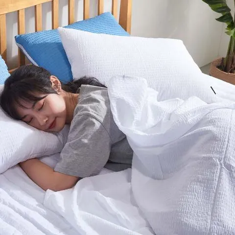 시어서커 홑이불 화이트(S/SS)_냉장고이불 면 간절기 홑이불