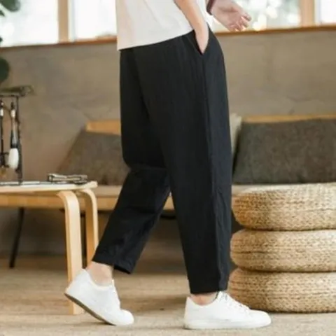 팬츠 9부 린넨 밴딩 데일리 여름 바지 남성