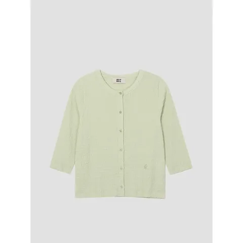 [유닛]크루넥 플리츠 가디건 [UFJDCA25ZN-LIGHT GREEN]