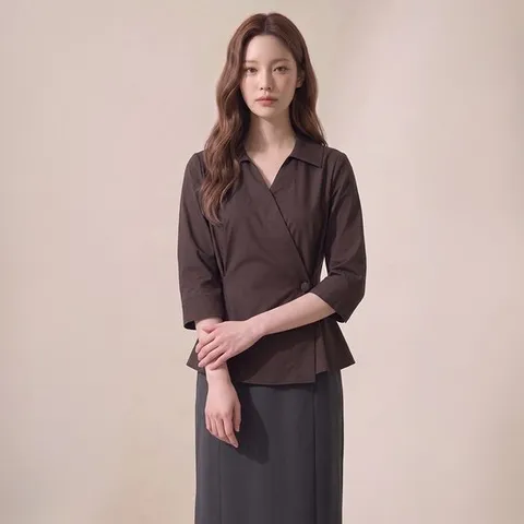 [라인어디션]랩 플레어 블라우스 NVWBLQH980