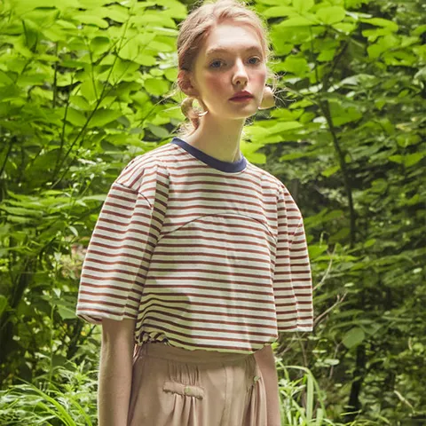 [ 롯데백화점 ][바이탈싸인] Stripe T-shirt [Beige]