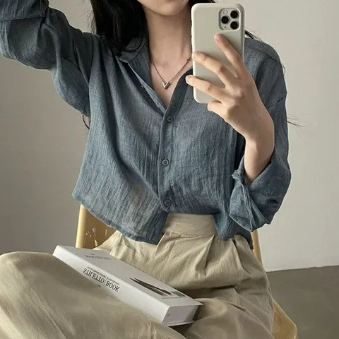 거즈셔츠 네추럴 거즈면 폴업 셔츠 3 Color USNC 030036