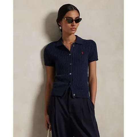 폴로 랄프로렌 WMPOSWENDW20365400 여성 브이넥가디건 랄프 로렌 케이블 코튼 숏 슬리브 카디건 LE1218685590