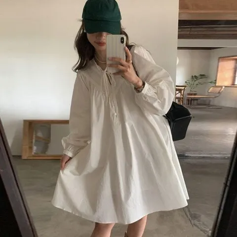 플레어원피스 셔링 플레어 내추럴 무드 데일리 원피스