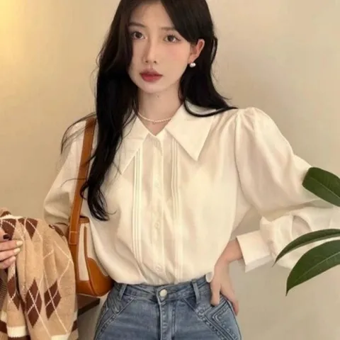 여성블라우스 여성 모던 고급 하객룩 셔츠 클래식 브로드카라 블라우스