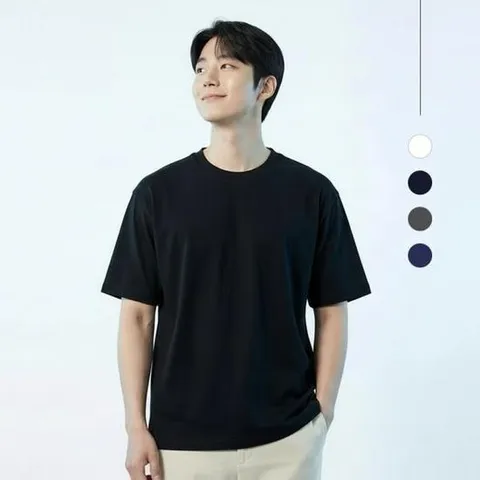 텐셀 기본 쿨링 무지 반팔티 라운드 레이어드 모달